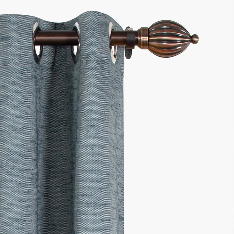 DECO WINDOW Solid Grey Textured Semi-Blackout Door Curtain - 122x274cm - Set Of 2