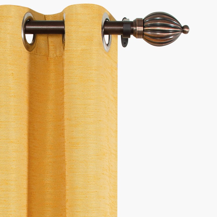 DECO WINDOW Solid Yellow Textured Semi-Blackout Door Curtain - 274x132cm - Set of 2