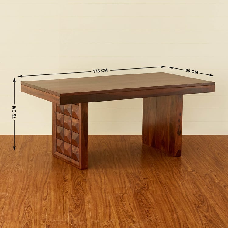 Aarya Brown Sheesham Wood 6 Seater Dining Set With 6 Chairs