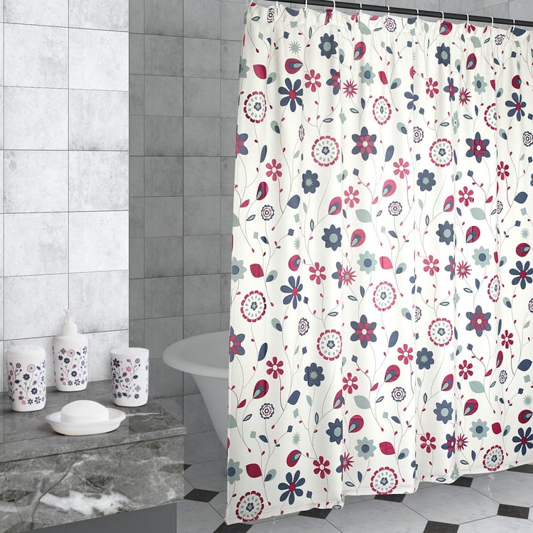 Everyday Essential Multicolour Floral Printed Polypropelyne Bathroom Accessory Set - 5Pcs