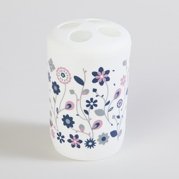 Everyday Essential Multicolour Floral Printed Polypropelyne Bathroom Accessory Set - 5Pcs