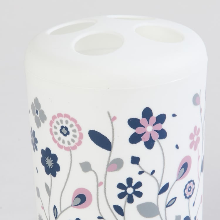 Everyday Essential Multicolour Floral Printed Polypropelyne Bathroom Accessory Set - 5Pcs