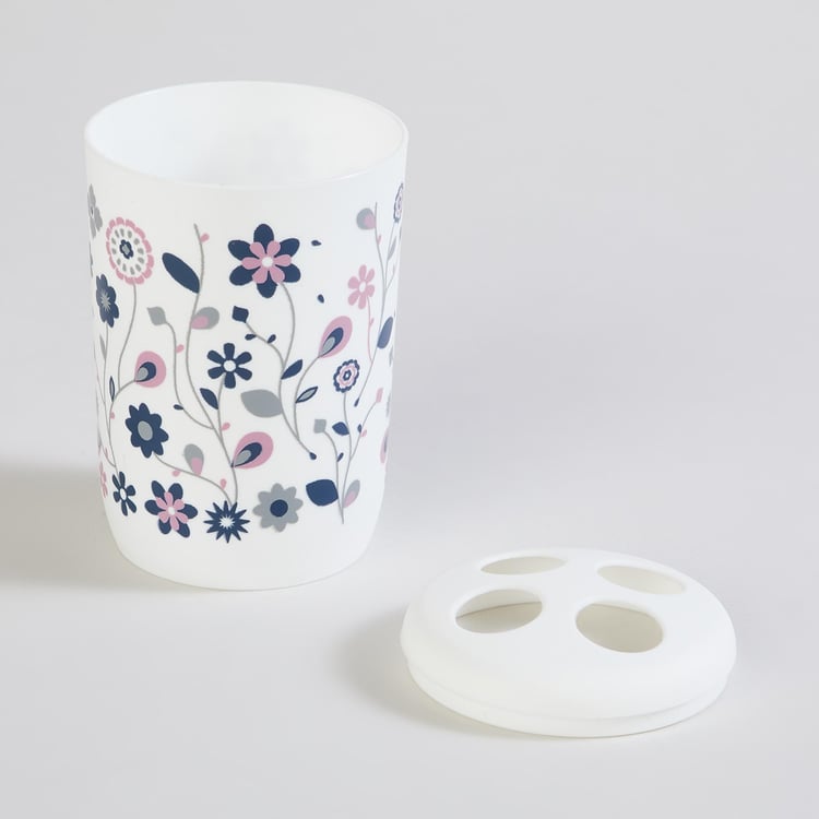 Everyday Essential Multicolour Floral Printed Polypropelyne Bathroom Accessory Set - 5Pcs