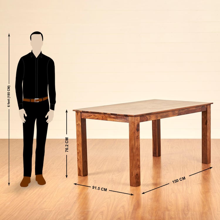 Adana Sheesham Wood 6-Seater Dining Set with Chairs - Brown