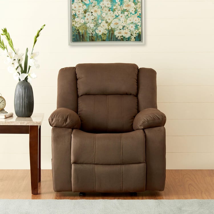 Denver Mocha Faux Leather 1-Seater Recliner with Glider - Brown