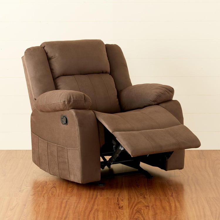 Denver Mocha Faux Leather 1-Seater Recliner with Glider - Brown