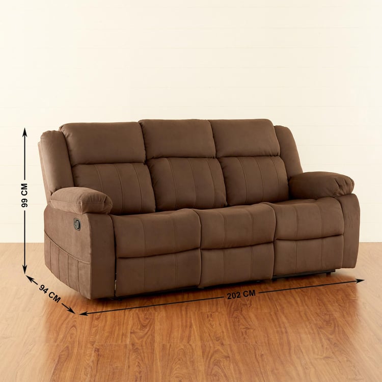 Denver Faux Leather 3-Seater Recliner with Dropdown Table - Brown