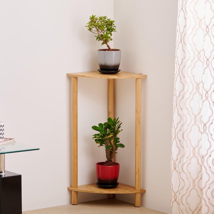 Midori Bamboo 2-Tier Planter Stand - Light Brown