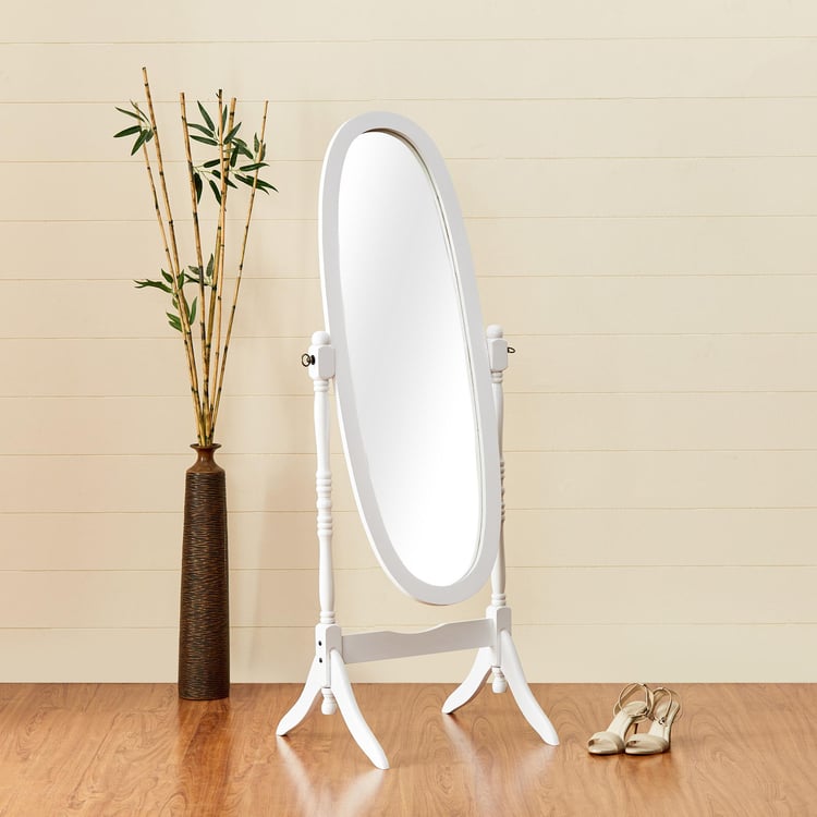 Cheval Solid Wood Standing Mirror - White
