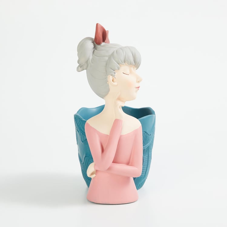 Souvenir Polyresin Lady Figurine with Pen Holder
