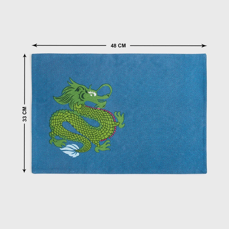 Art Of Asia Blue Printed Cotton Placemat - 33x48cm