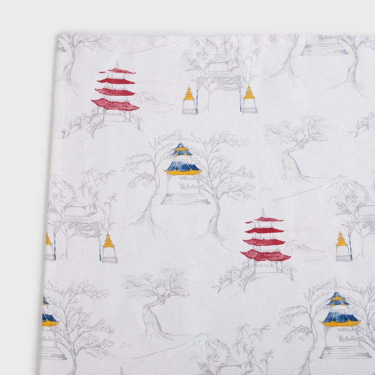 Art Of Asia White Printed Cotton Napkin - Set of 2