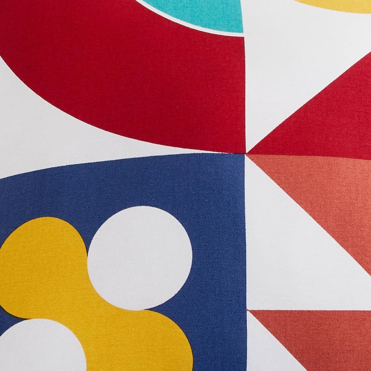 Pop Geometrics Multicolour Printed Cotton Filled Cushion - 45x45cm