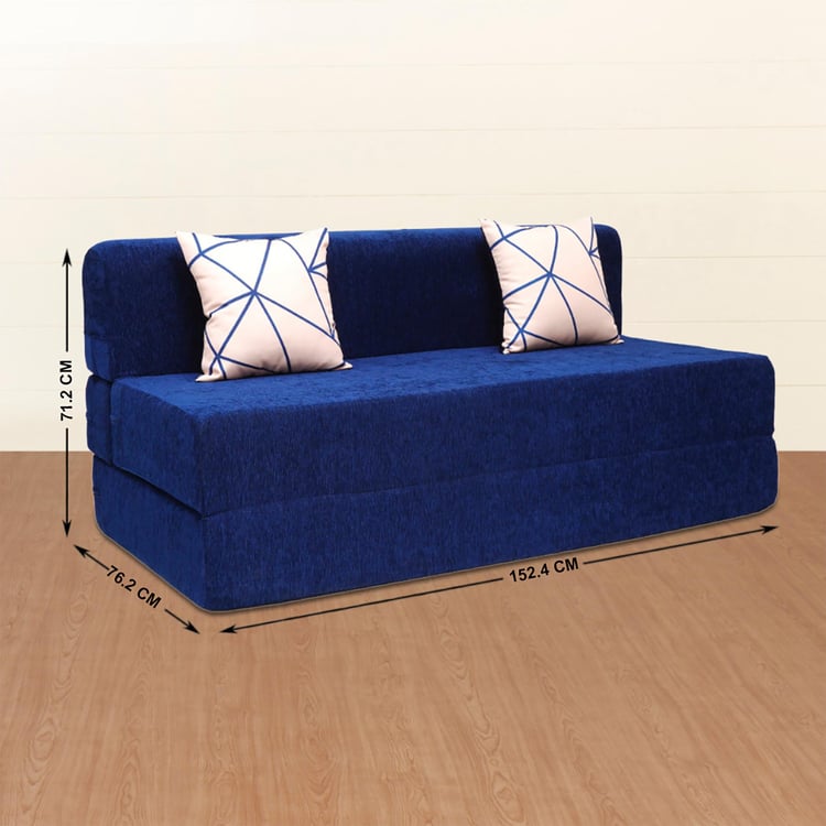 Helios Ruben Fabric 3-Seater Sofa Bed with Cushions - Blue