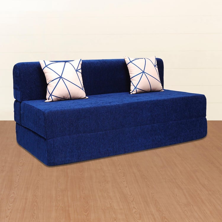 Helios Ruben Fabric 3-Seater Sofa Bed with Cushions - Blue