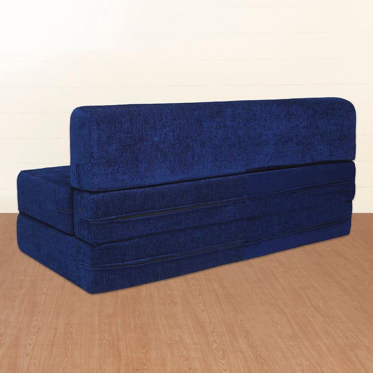 Helios Ruben Fabric 3-Seater Sofa Bed with Cushions - Blue