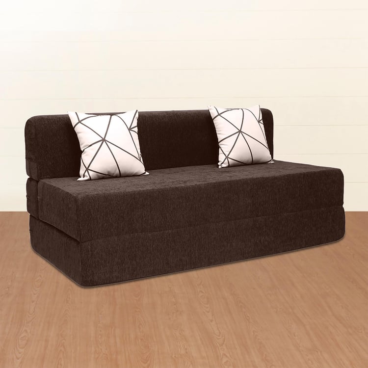 Helios Ruben Fabric 3-Seater Sofa Bed with Cushions - Brown