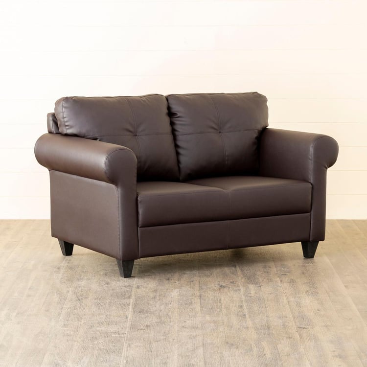 Helios Roslyn Nxt Faux Leather 2-Seater Sofa - Brown