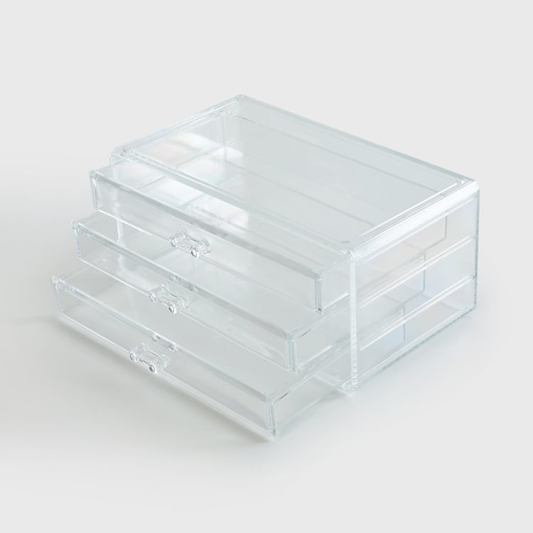 Orion Ducale Transparent 3-Drawer Cosmetic Organizer - 24x15x11cm