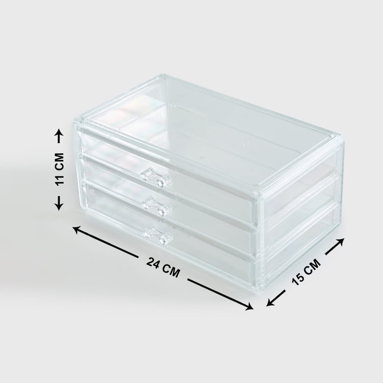 Orion Ducale Transparent 3-Drawer Cosmetic Organizer - 24x15x11cm