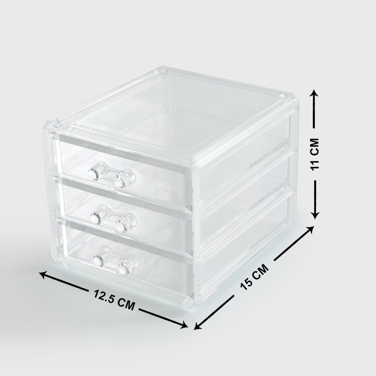 Orion Ducale Transparent 3-Drawer Organizer - 15x12.5x11cm