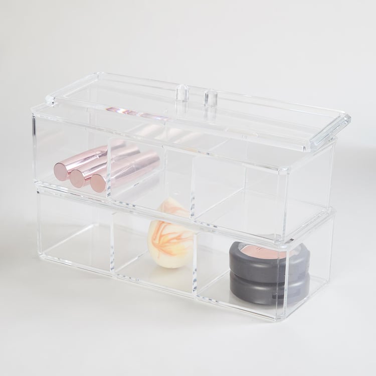 Orion Ducale Transparent 2-Tier Organizer Box - 23.3 x 9.4 x 14.8 cm