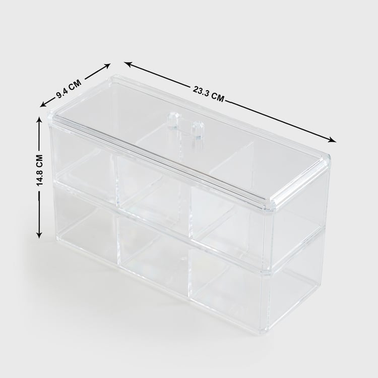 Orion Ducale Transparent 2-Tier Organizer Box - 23.3 x 9.4 x 14.8 cm