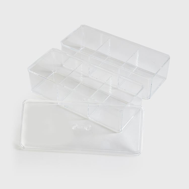 Orion Ducale Transparent 2-Tier Organizer Box - 23.3 x 9.4 x 14.8 cm