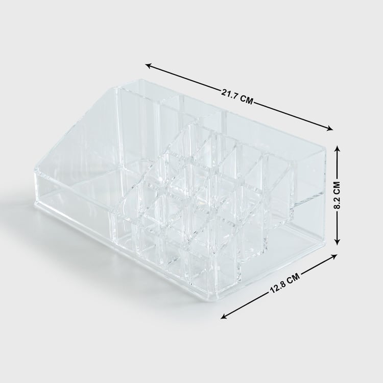 Orion Ducale Transparent 16-Compartment Cosmetic Organizer - 22x12.8x8.2cm