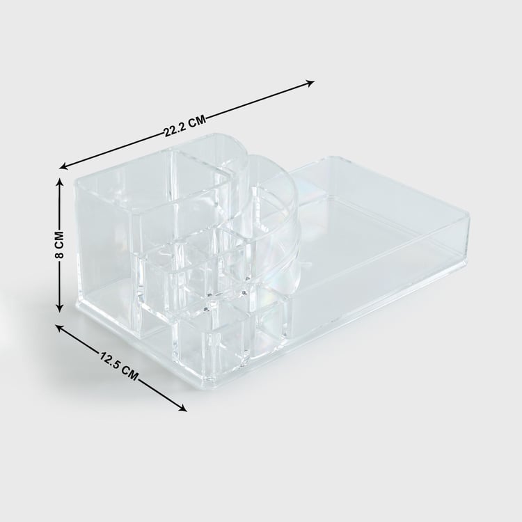 Orion Ducale Transparent 9-Compartment Cosmetic Organizer - 22.5x12.5x8.5cm