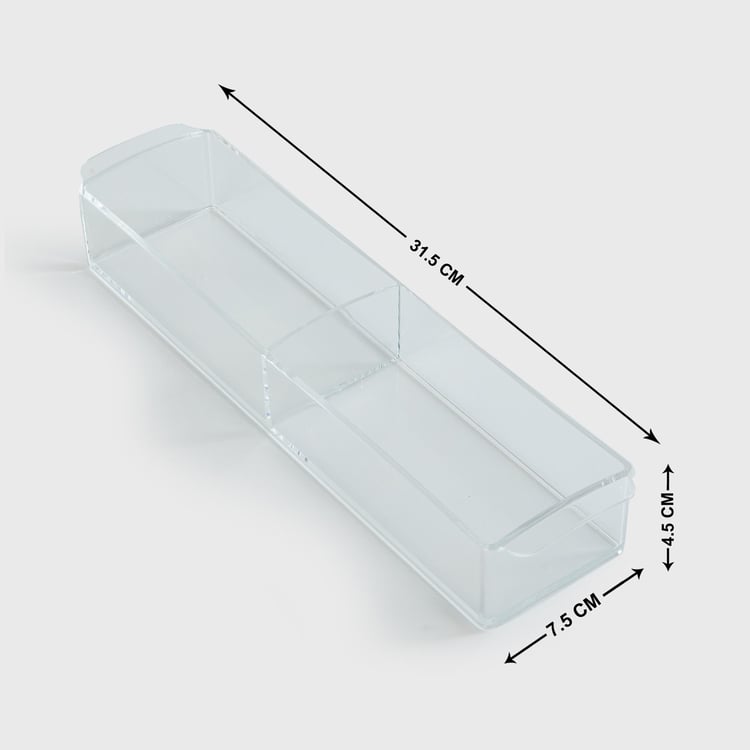 Orion Ducale Transparent 2-Compartment Cosmetic Organizer Tray - 30.5x7.5x6cm