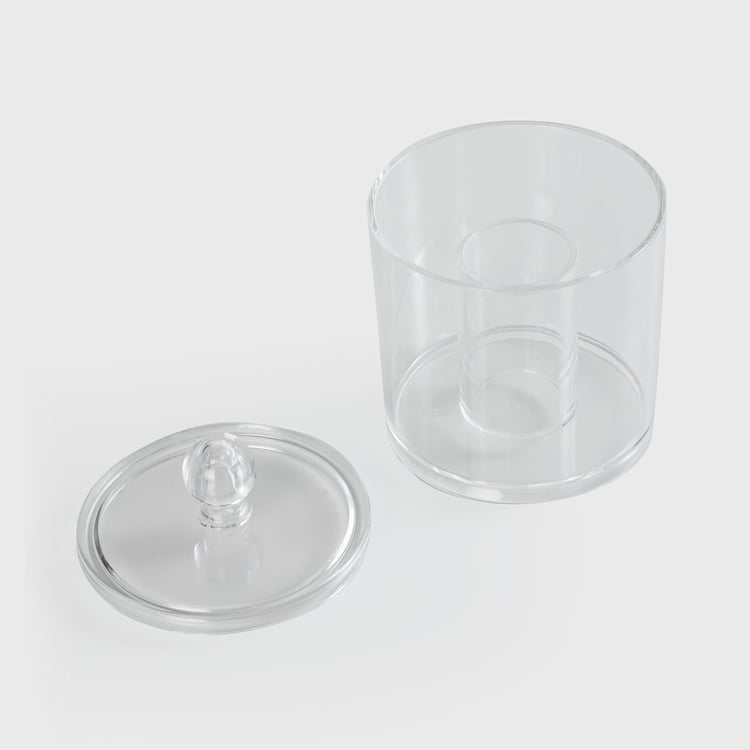 Orion Ducale Transparent Round Cotton Canister - 9.8x9.8x13cm