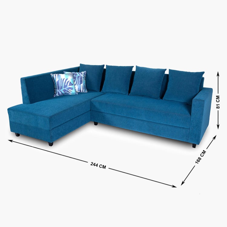 Helios Ciro Fabric 3-Seater Left Corner Sofa with Chaise - Blue