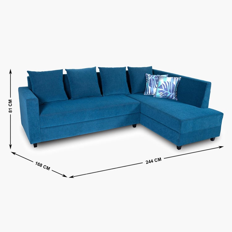 Helios Ciro Fabric 3-Seater Right Corner Sofa with Chaise - Blue