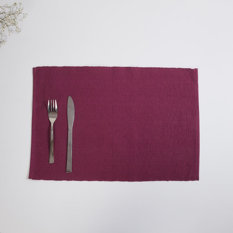 Kale Purple Solid Ribbed Cotton Placemats - Set of 2