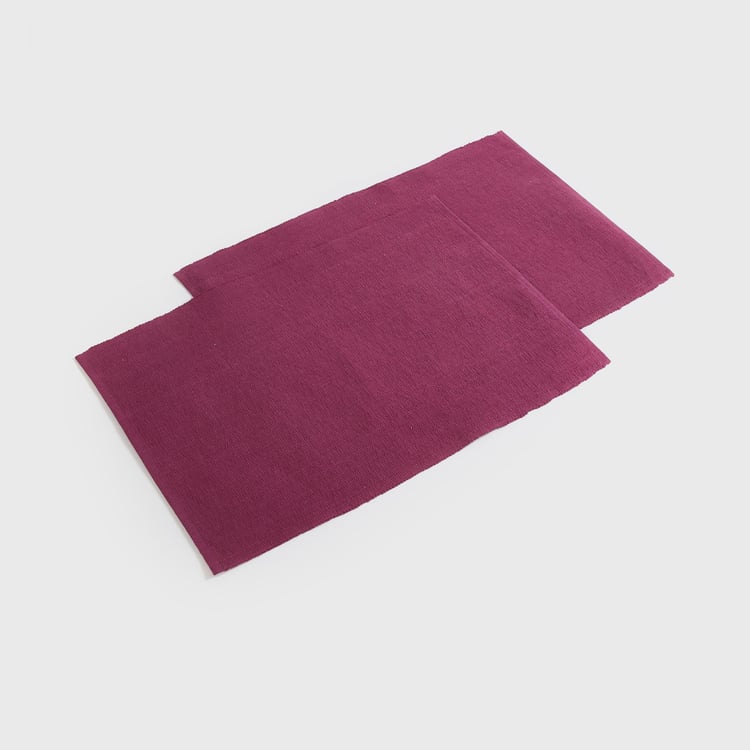 Kale Purple Solid Ribbed Cotton Placemats - Set of 2