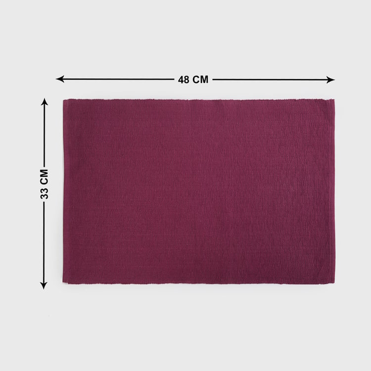 Kale Purple Solid Ribbed Cotton Placemats - Set of 2