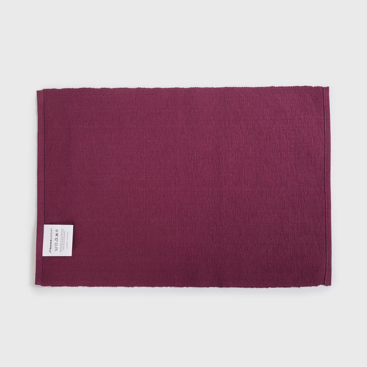 Kale Purple Solid Ribbed Cotton Placemats - Set of 2