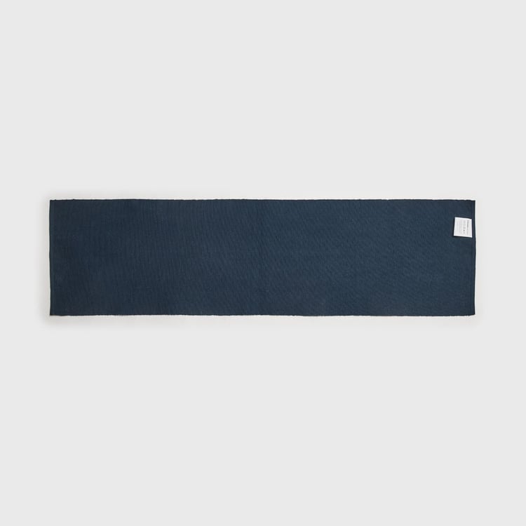 Kale Blue Cotton Ribbed Table Runners - 33x120cm