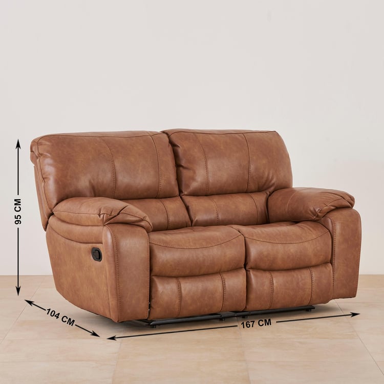 Apollo Faux Leather 2-Seater Recliner - Brown