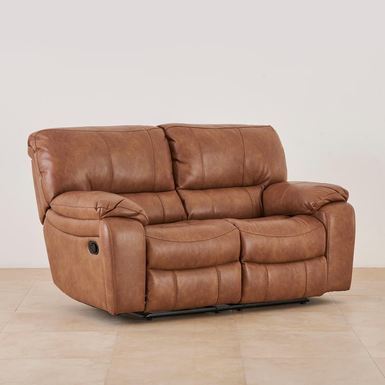 Apollo Faux Leather 2-Seater Recliner - Brown