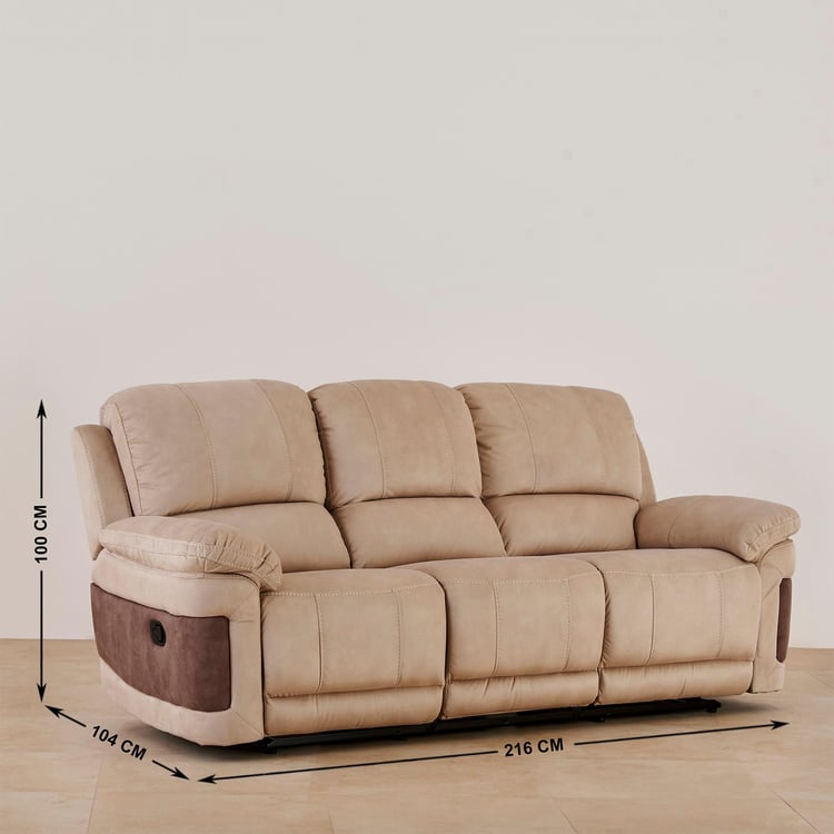 Dawson Fabric 3-Seater Recliner - Beige