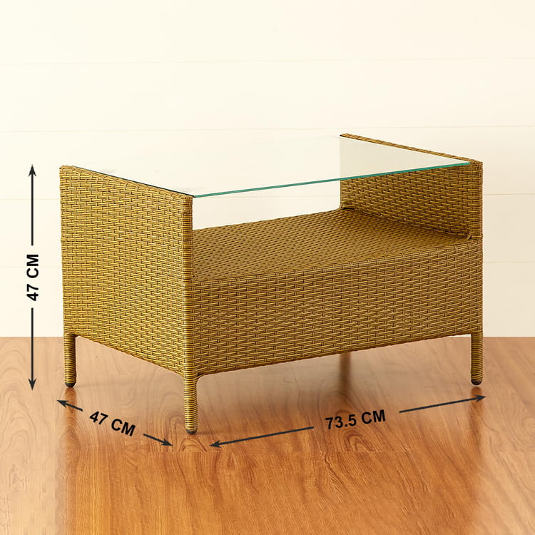 Helios Brezza Marley 2+1+1 Seater Tea Table Set - Yellow