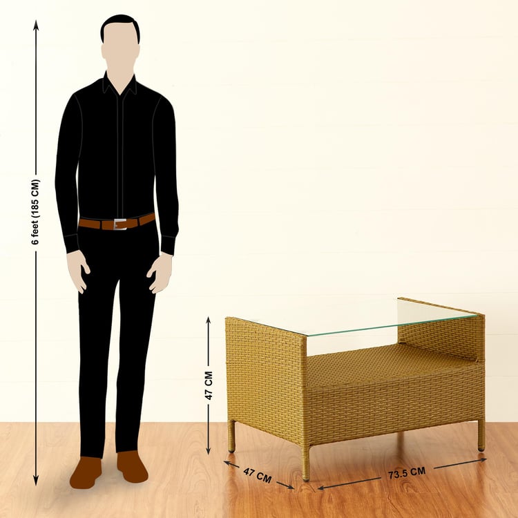 Helios Brezza Marley 2+1+1 Seater Tea Table Set - Yellow