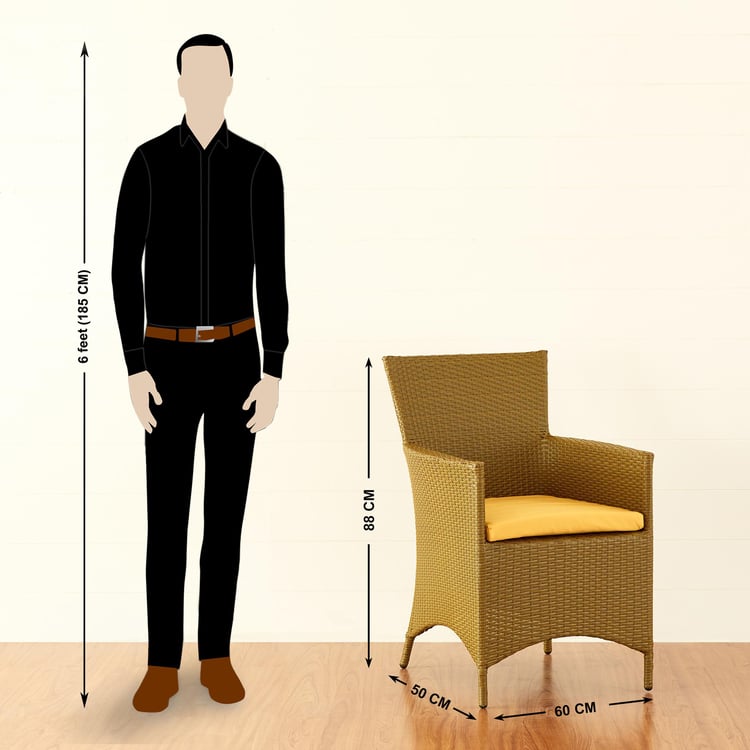 Helios Brezza Marley 2+1+1 Seater Tea Table Set - Yellow