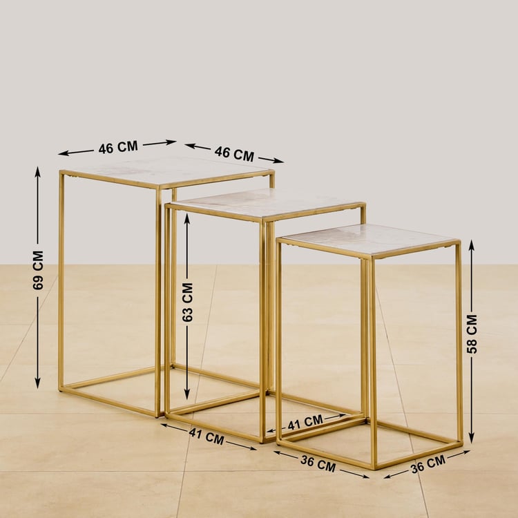 Montford Marble Top Nest of 3 Tables - Gold