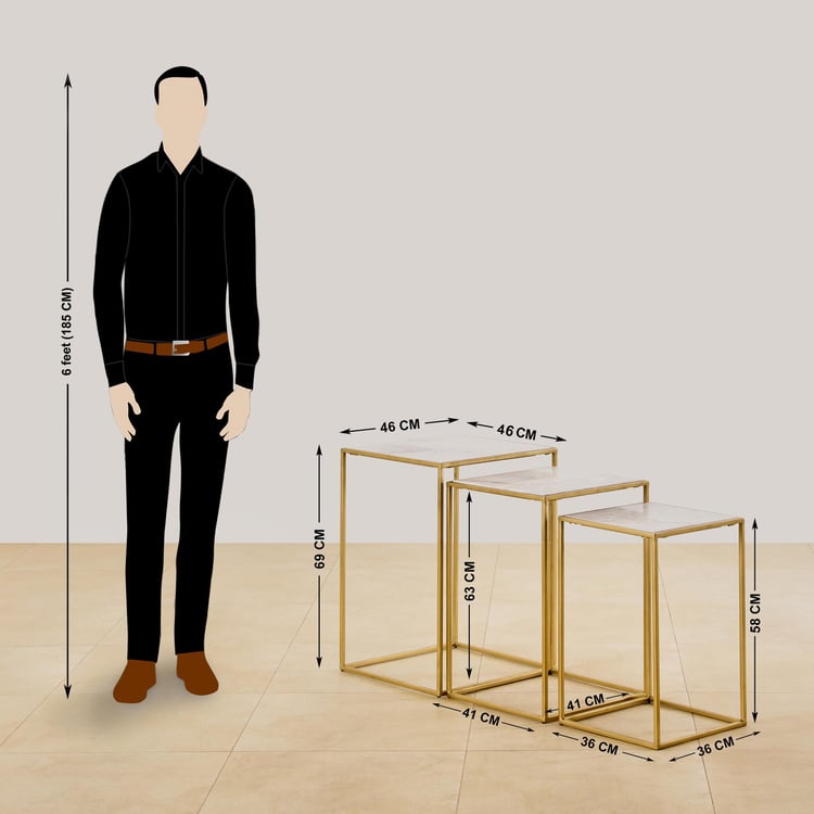 Montford Marble Top Nest of 3 Tables - Gold