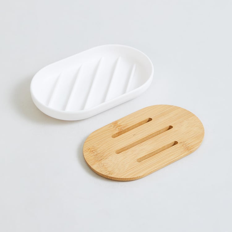 Orion Panache White Textured Polypropylene Oval Freestanding Soap Dish
