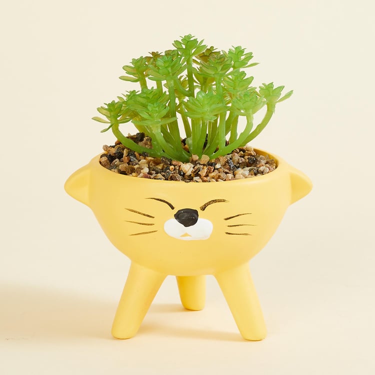 Garnet Elsa Artificial Succulent in Cat Planter