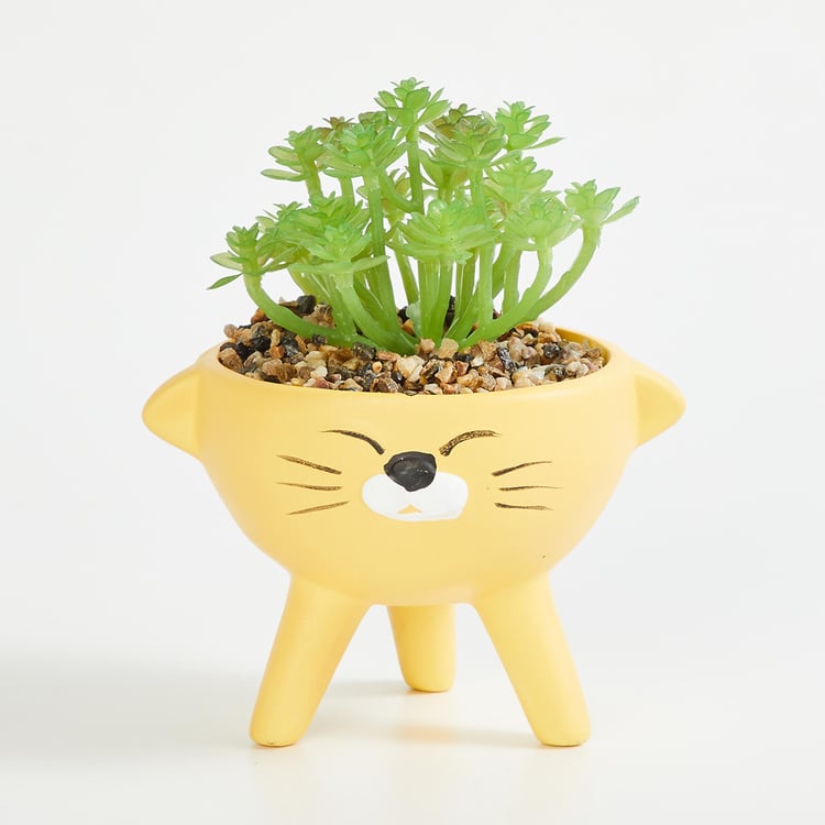 Garnet Elsa Artificial Succulent in Cat Planter